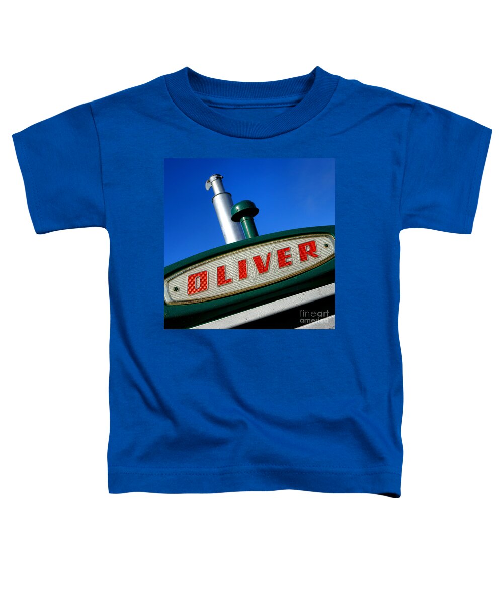 Oliver Toddler T-Shirt featuring the photograph Oliver Tractor Nameplate by Olivier Le Queinec