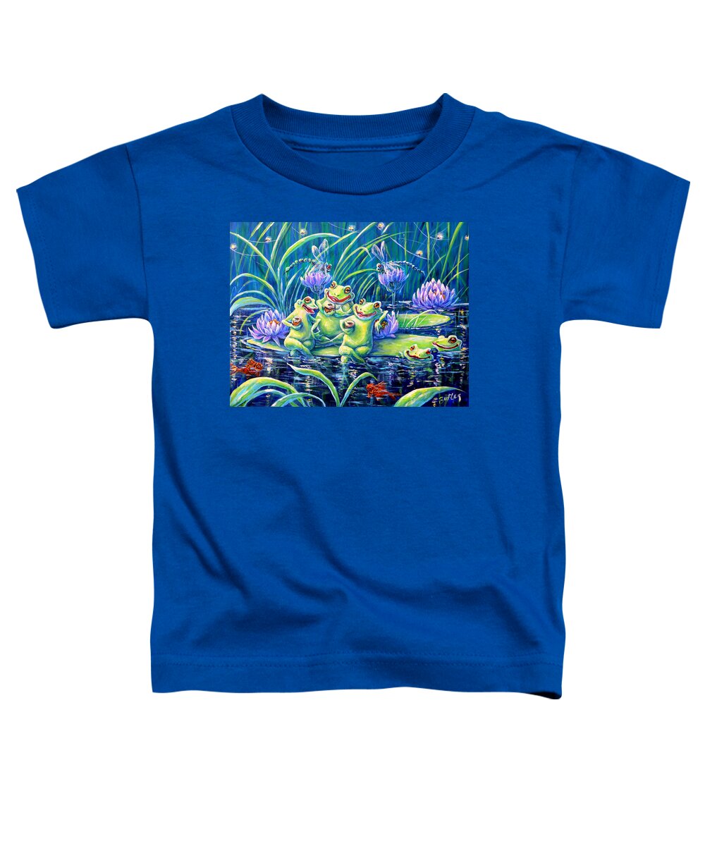 Frog Toddler T-Shirt featuring the painting Party At The Pad by Gail Butler