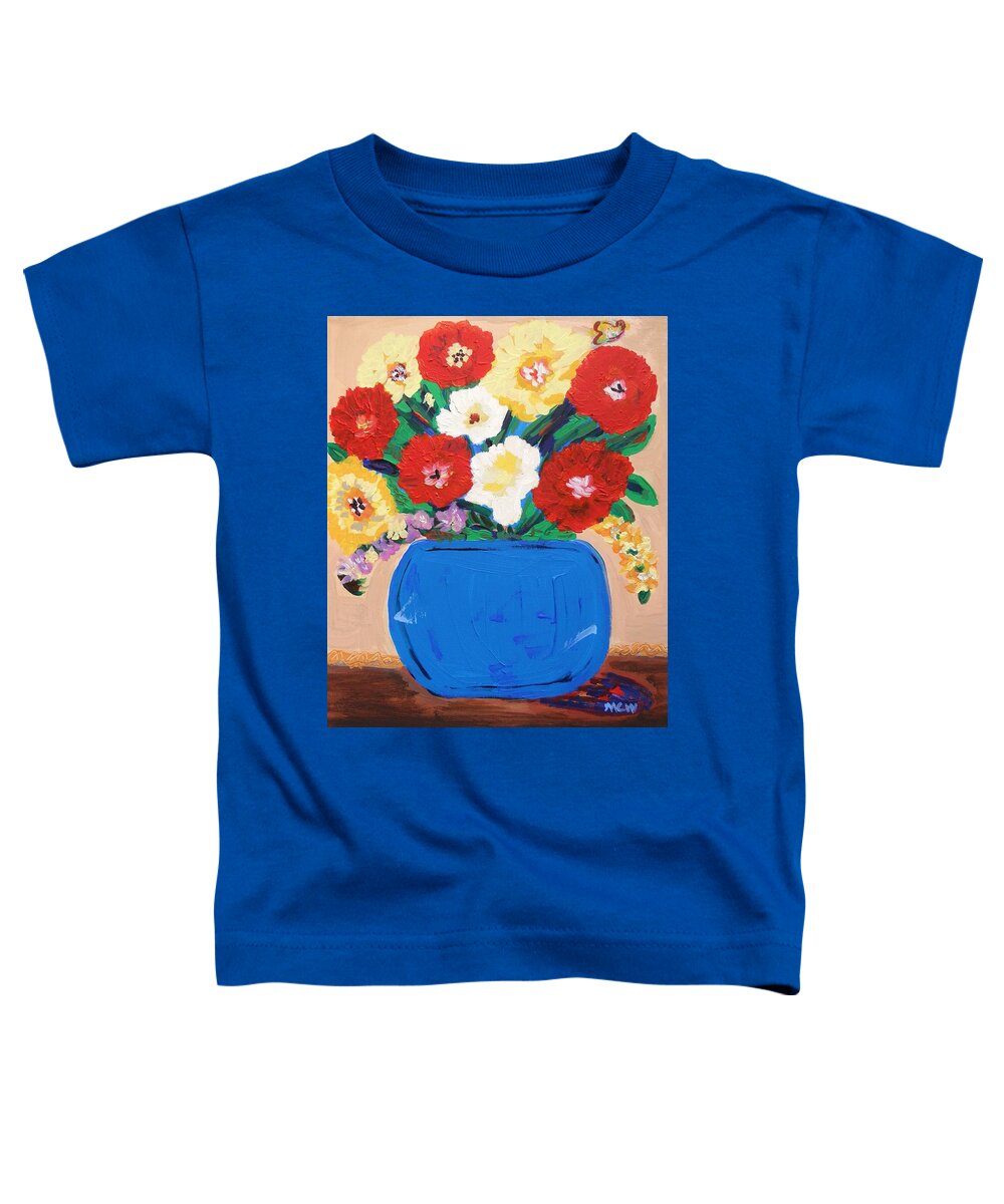 Flowers Toddler T-Shirt featuring the painting Picked After the Rain by Mary Carol Williams