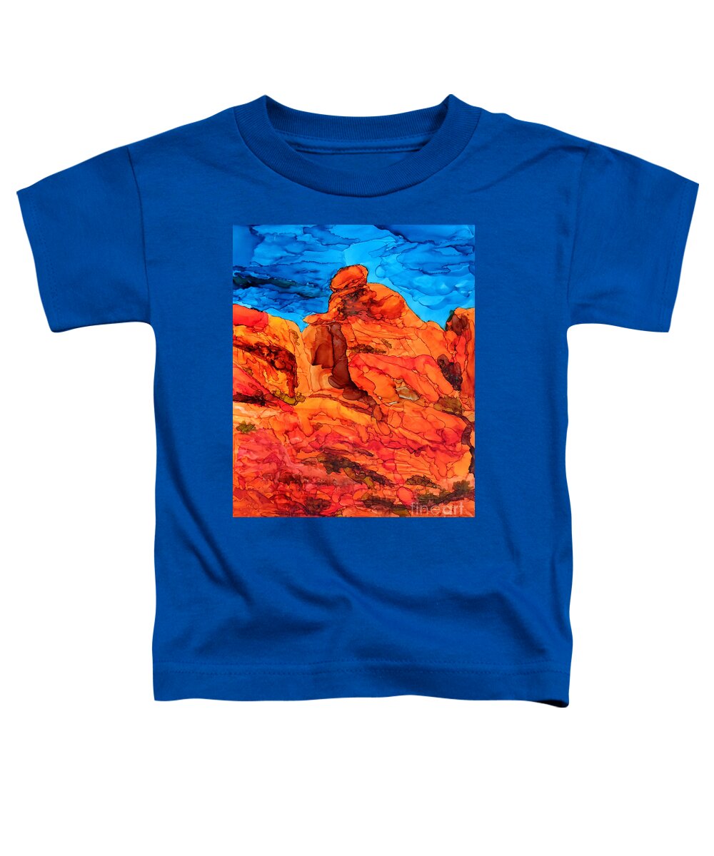 Alcohol Ink Toddler T-Shirt featuring the painting Praying Lady at Red Rock Canyon 2 by Vicki Housel