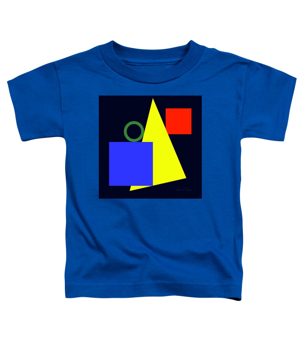  Toddler T-Shirt featuring the digital art Primary Squares Blue and Triangle with Green Circle by Robert J Sadler