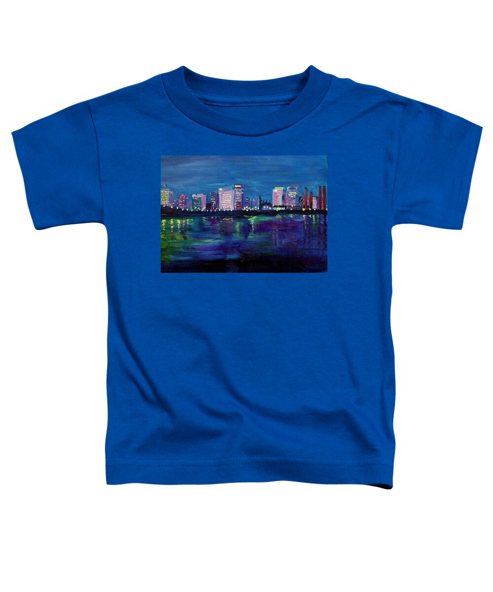 Richmond Skyline Toddler T-Shirt featuring the painting Richmond Skyline by Julie Brugh Riffey