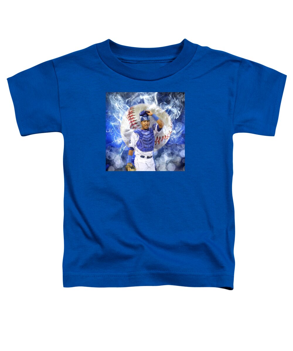 Salvie Toddler T-Shirt featuring the painting Salvy the MVP by Colleen Taylor