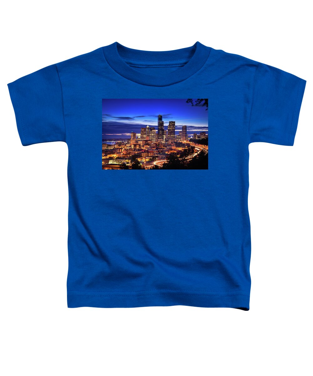 Seattle Toddler T-Shirt featuring the photograph Seattle Blue by Raf Winterpacht