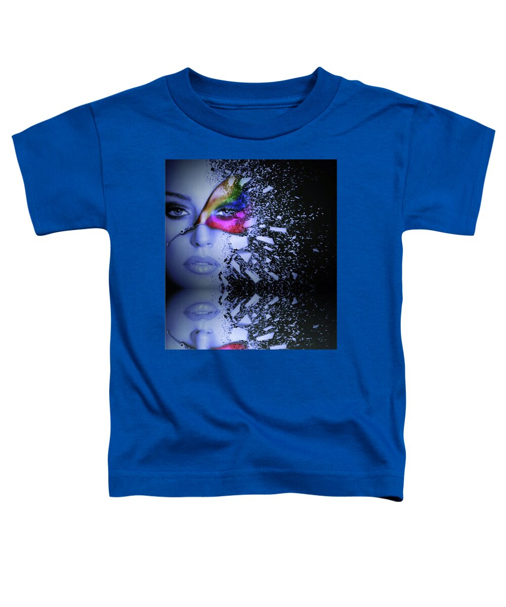 Portrait Toddler T-Shirt featuring the digital art Shattered Reflection by Kathy Kelly