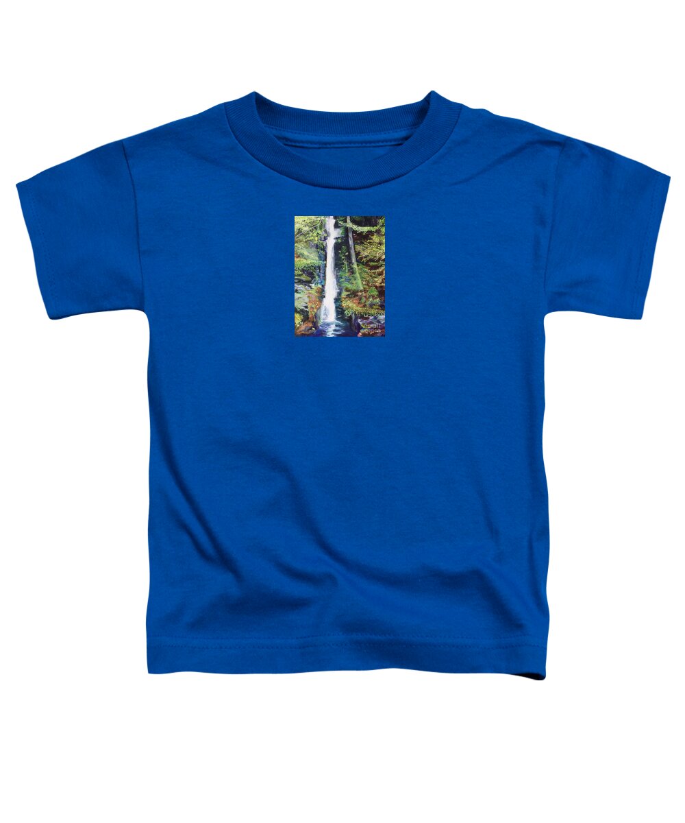 Nature Toddler T-Shirt featuring the painting Silver Thread Falls by Kate Conaboy