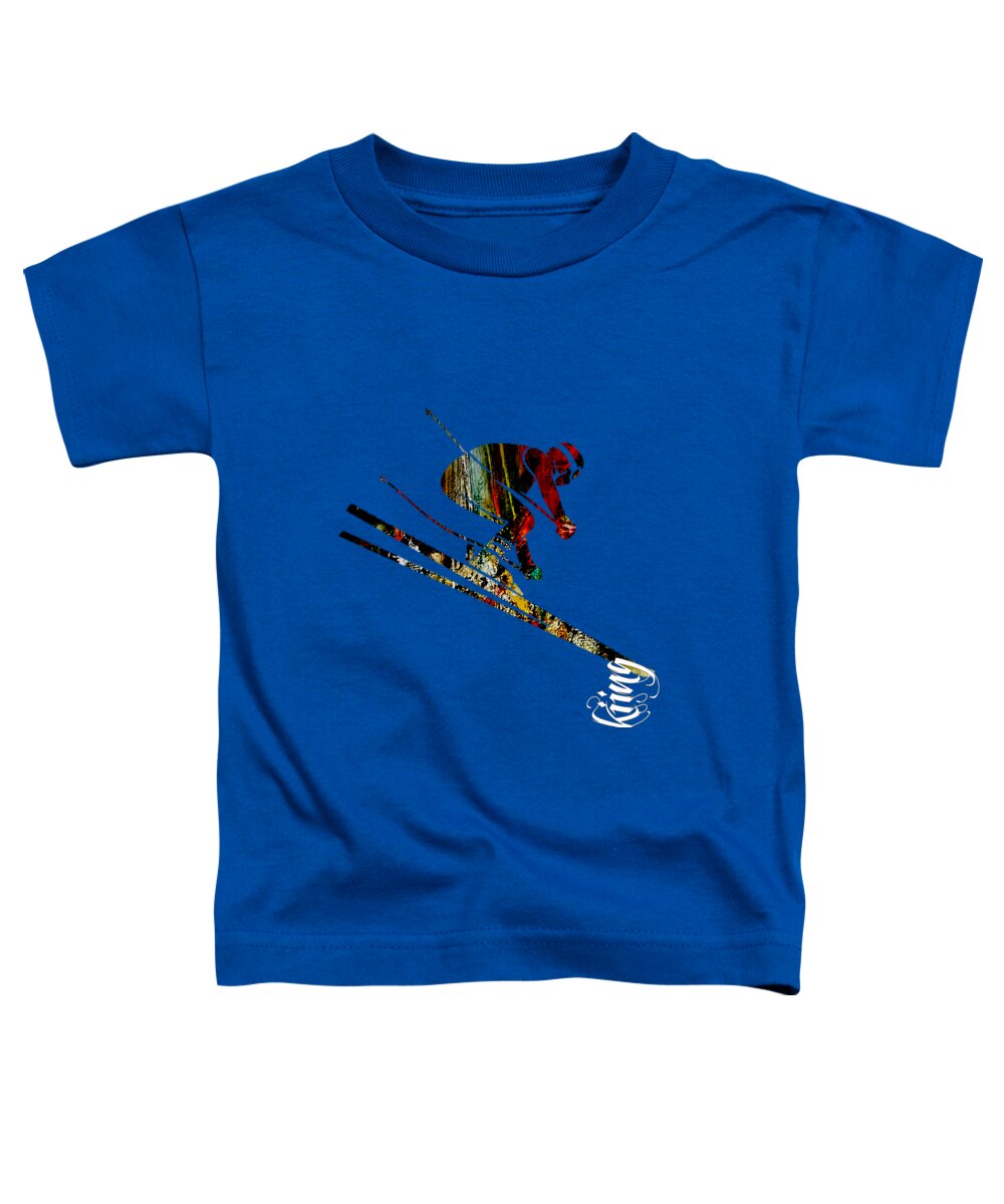 Ski Toddler T-Shirt featuring the mixed media Skiing Collection by Marvin Blaine