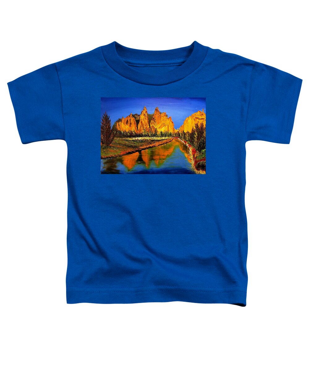  Toddler T-Shirt featuring the painting Smith Rock At Sunset 2 by James Dunbar