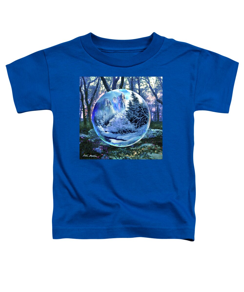 Snowglobe Toddler T-Shirt featuring the digital art Snowglobular by Robin Moline