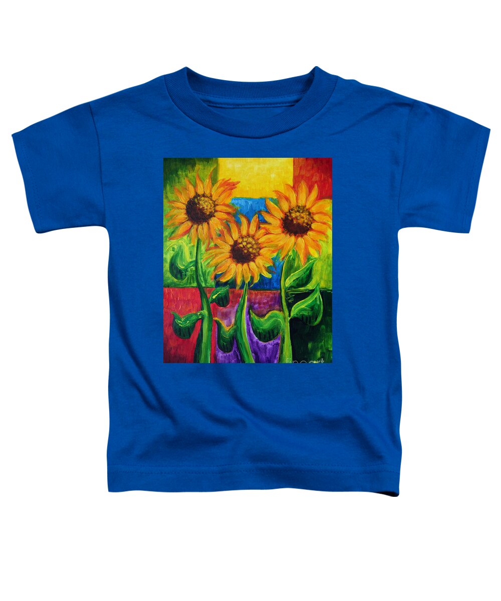 Giant Flowers Toddler T-Shirt featuring the painting Sonflowers II by Holly Carmichael