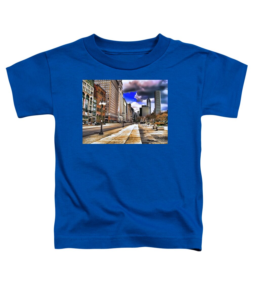 Chicago Toddler T-Shirt featuring the digital art Streets of Chicago by Kathy Tarochione