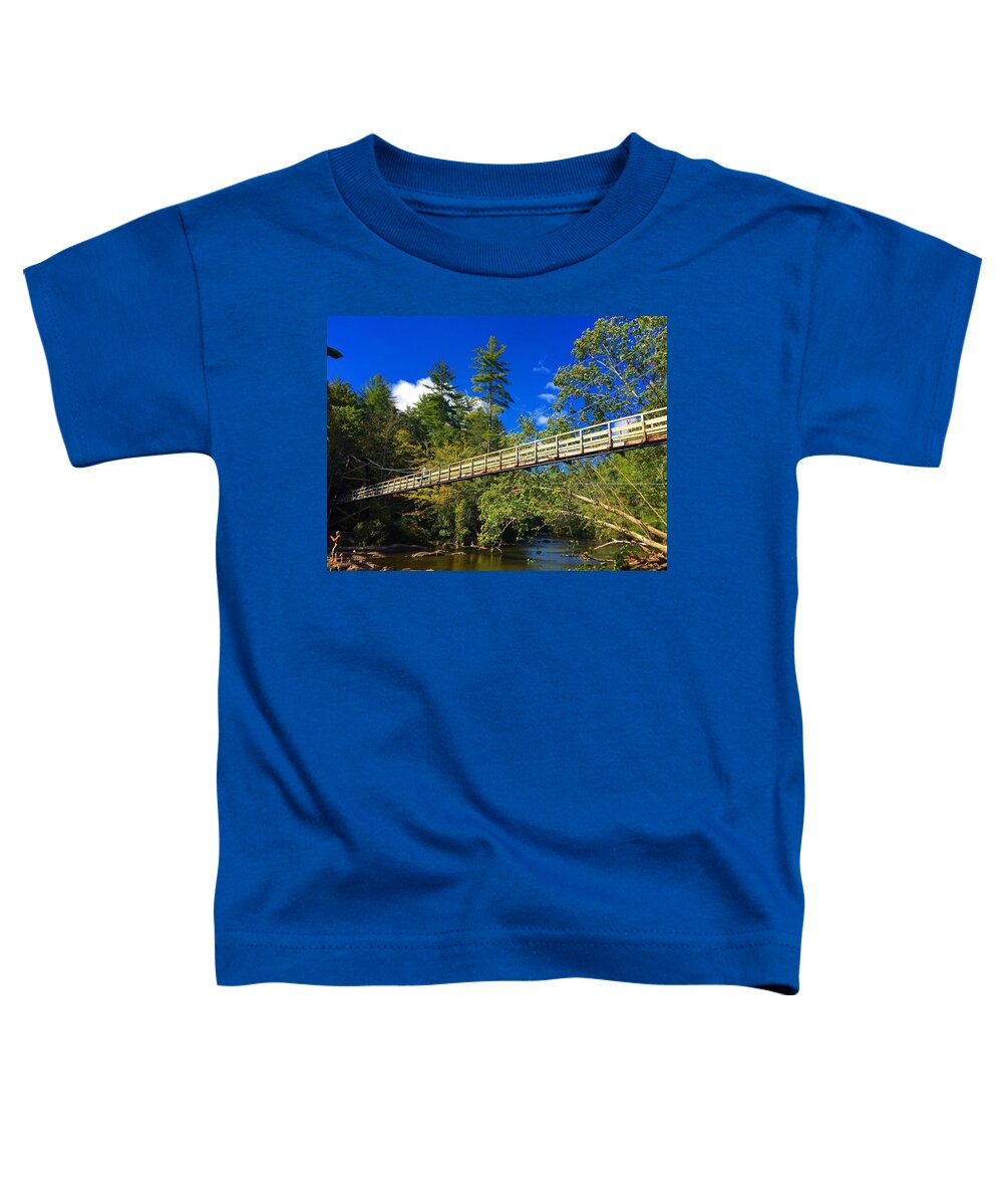 Bridge Toddler T-Shirt featuring the photograph Toccoa River Swinging Bridge by Richie Parks