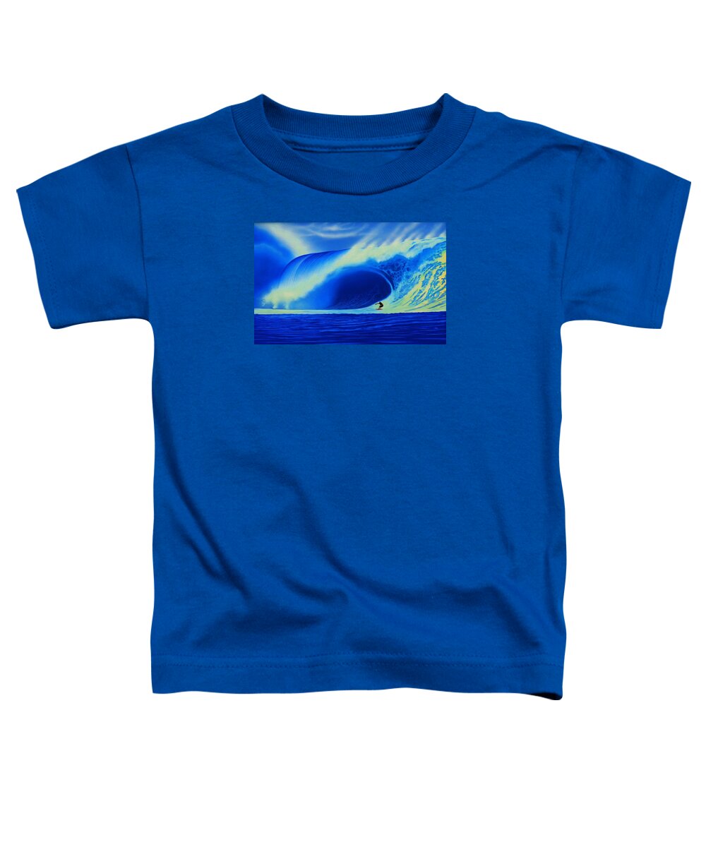 Surfing Toddler T-Shirt featuring the painting Teahupoo Tahiti 2007 by John Kaelin