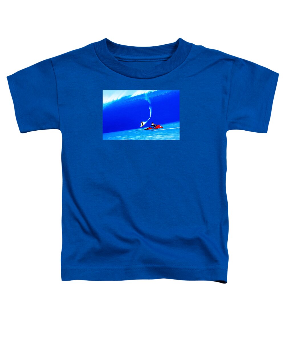 Surfing Toddler T-Shirt featuring the painting Teahupoo Tahiti 2010 by John Kaelin