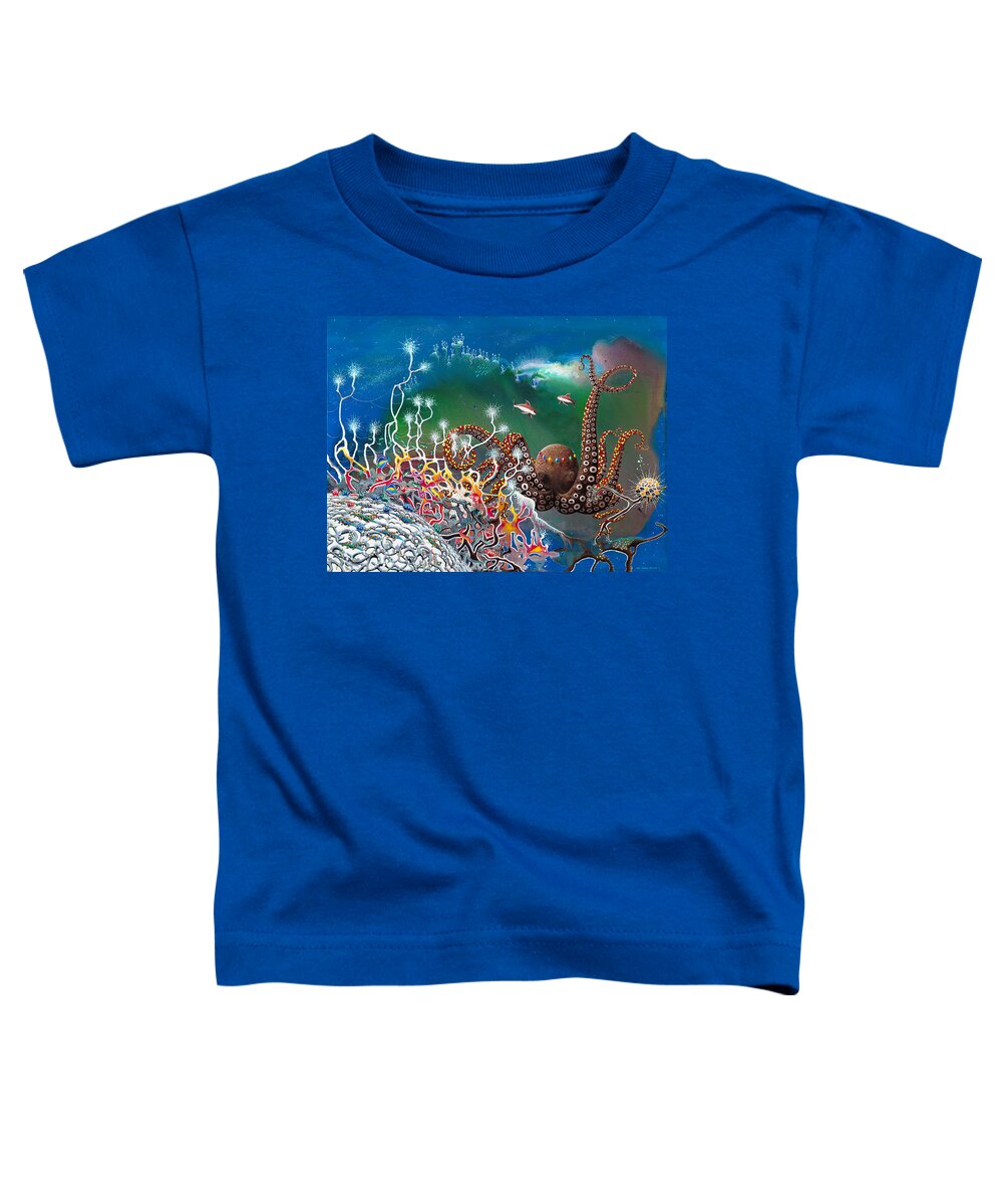 Beach House Toddler T-Shirt featuring the painting The Jeweled Octopus by Lee Pantas