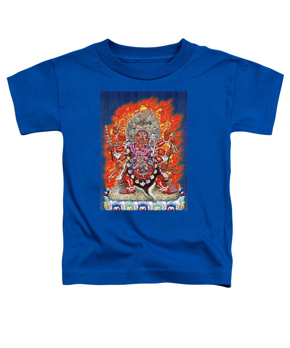 'treasures Of Tibet' Collection By Serge Averbukh Toddler T-Shirt featuring the digital art Tibetan Thangka - Wrathful Deity Hayagriva by Serge Averbukh