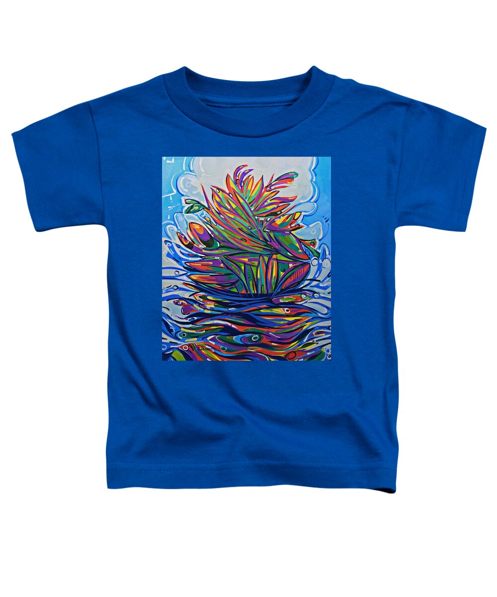Acrylic Painting Toddler T-Shirt featuring the painting Tropical island by Enrique Zaldivar