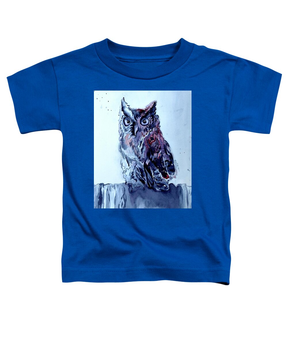 Owl Toddler T-Shirt featuring the painting Two Tone Owl by Beverley Harper Tinsley