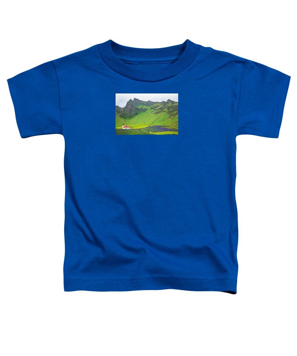 Travel Toddler T-Shirt featuring the photograph Vik Village Church, Iceland by Venetia Featherstone-Witty
