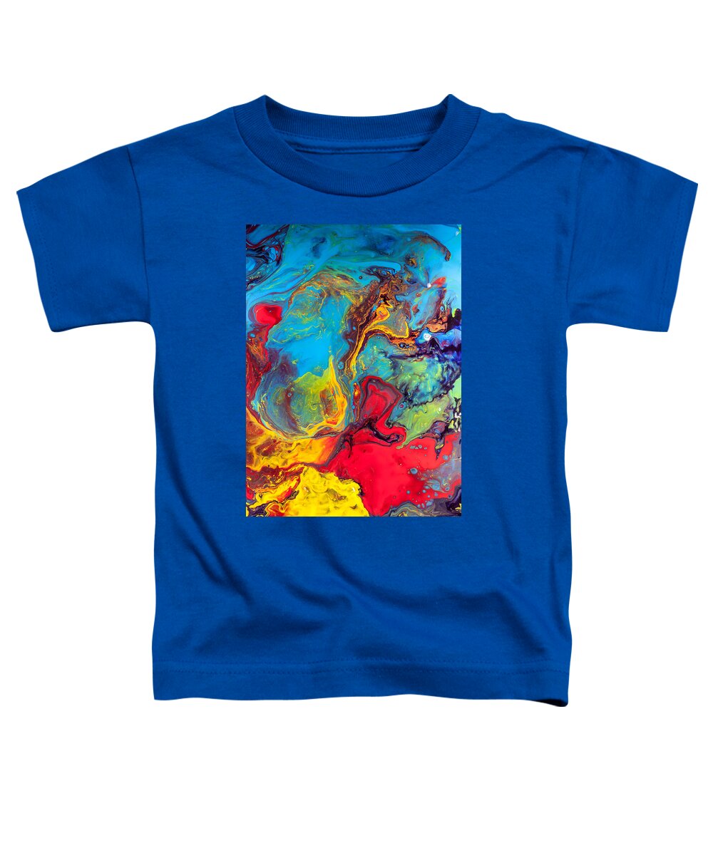 Blue Abstract Painting Toddler T-Shirt featuring the painting Wanderer - Abstract Colorful Mixed Media Painting by Modern Abstract