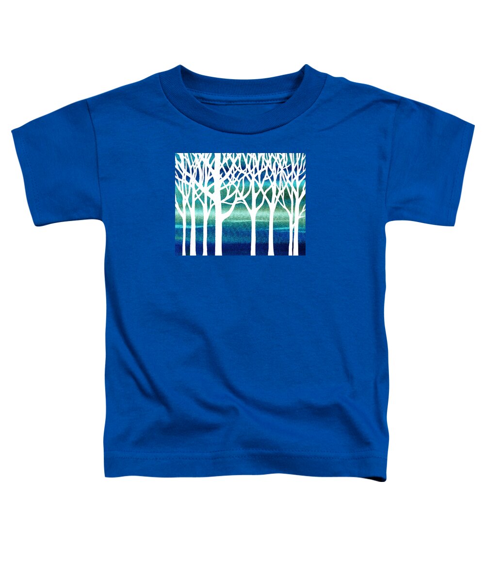 Teal Toddler T-Shirt featuring the painting White And Teal Forest by Irina Sztukowski
