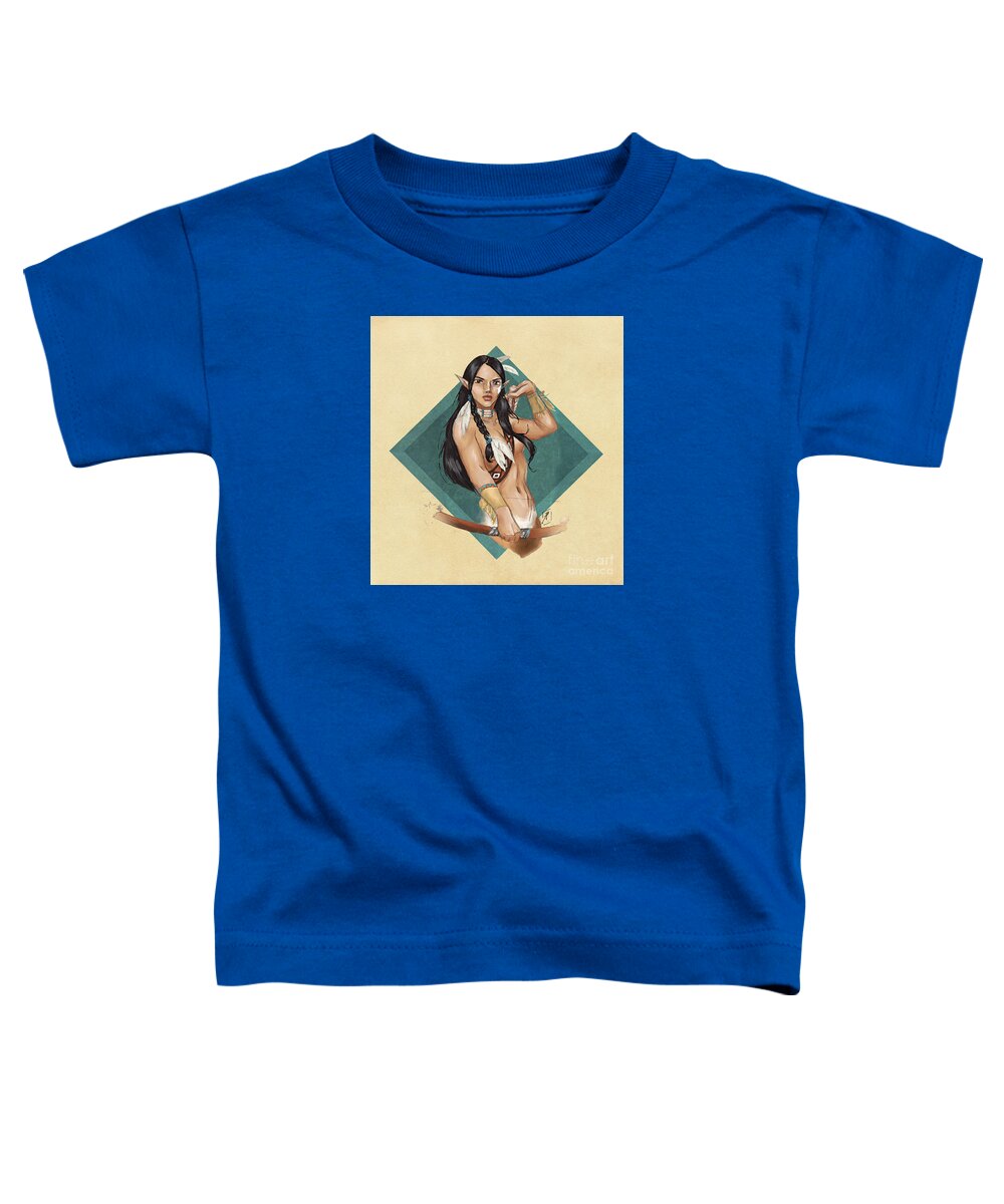 Native American Toddler T-Shirt featuring the digital art Whitefeather V.2 by Brandy Woods
