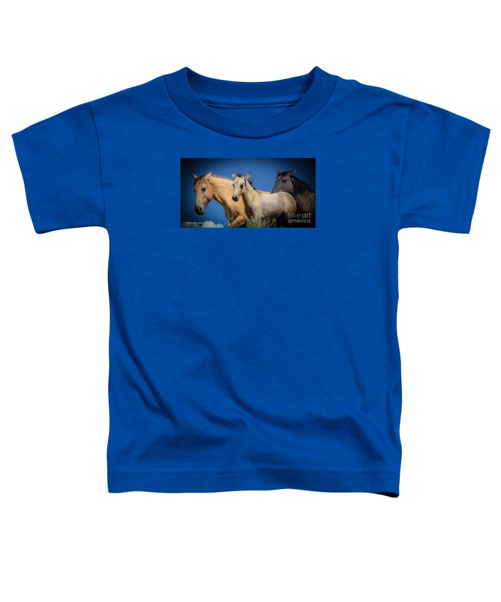 Horses Toddler T-Shirt featuring the photograph Wild Horses on Blue Sky by Veronica Batterson