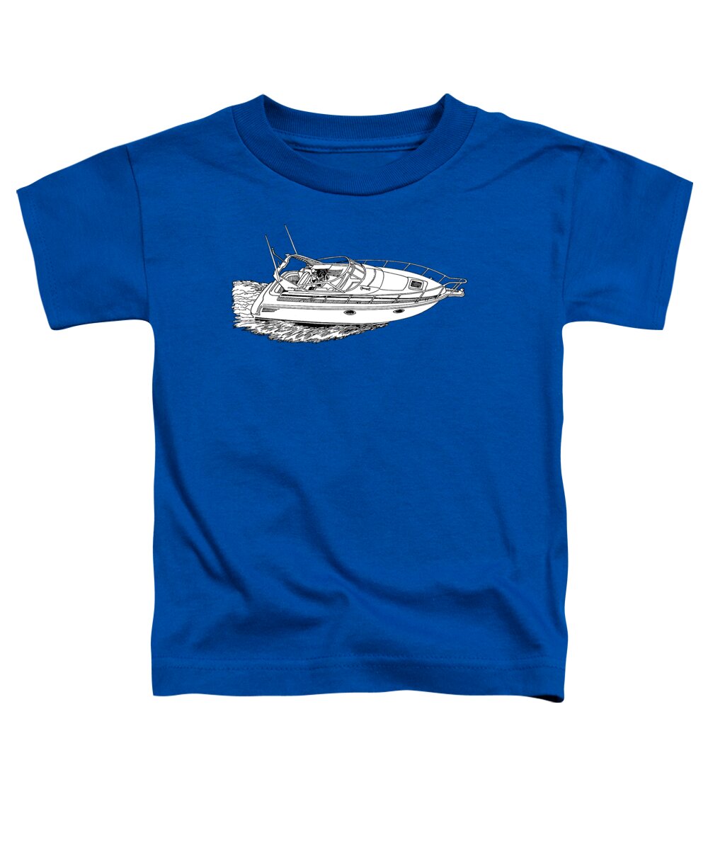 Sport Fishing Yachts Toddler T-Shirt featuring the drawing Yacht on a shirt by Jack Pumphrey