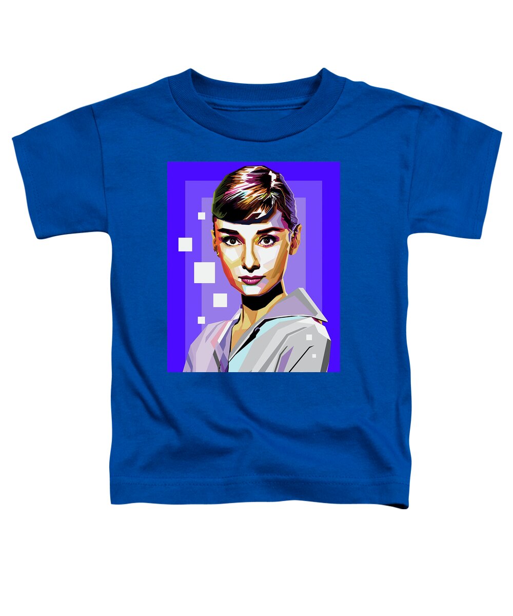 Audrey Hepburn Toddler T-Shirt featuring the digital art Audrey Hepburn by Movie World Posters
