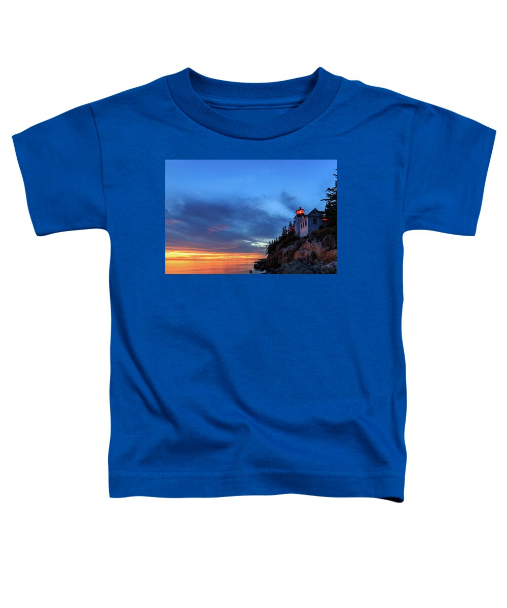 Maine Toddler T-Shirt featuring the photograph Bass Harbor Head Lighthouse After Sunset by Stefan Mazzola