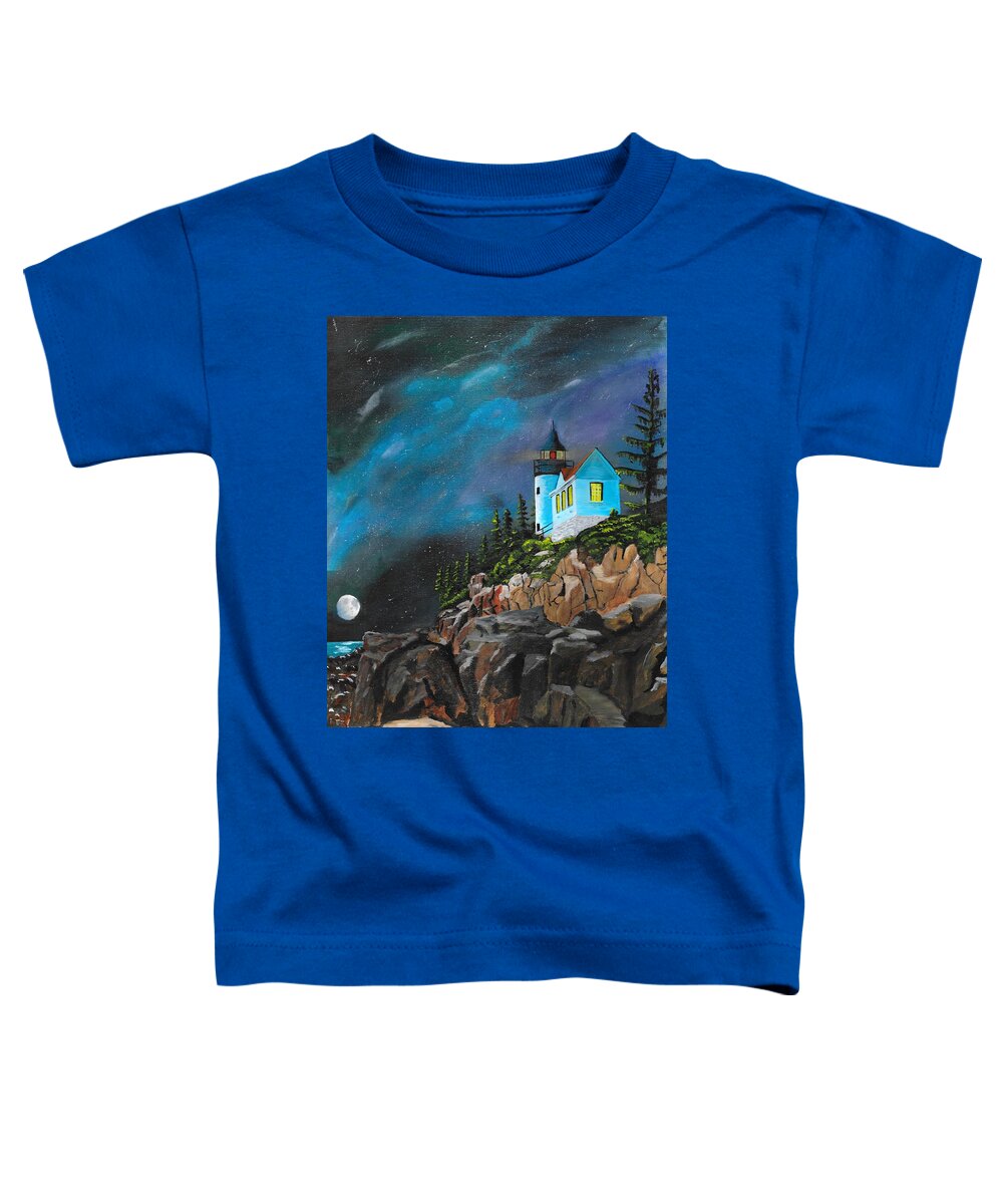 Light House Toddler T-Shirt featuring the painting Bass Harbour by David Bigelow