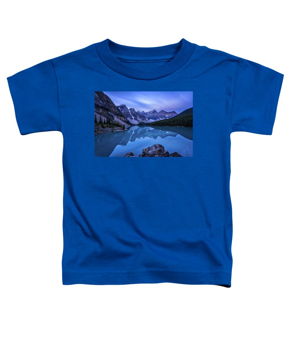 Moraine Lake Toddler T-Shirt featuring the photograph Blue Drama by Judi Kubes
