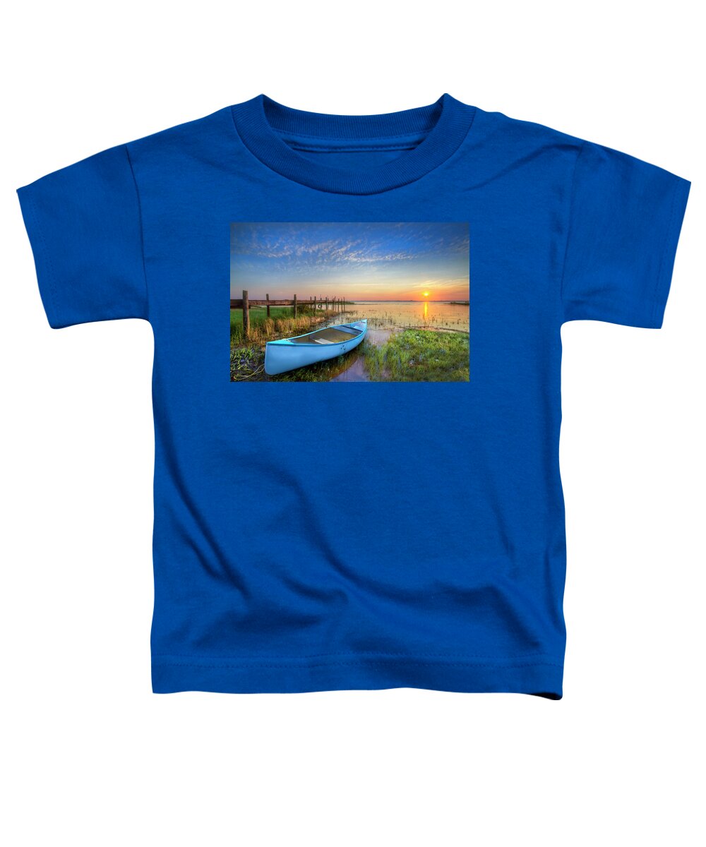 Boats Toddler T-Shirt featuring the photograph Blues at Dusk by Debra and Dave Vanderlaan