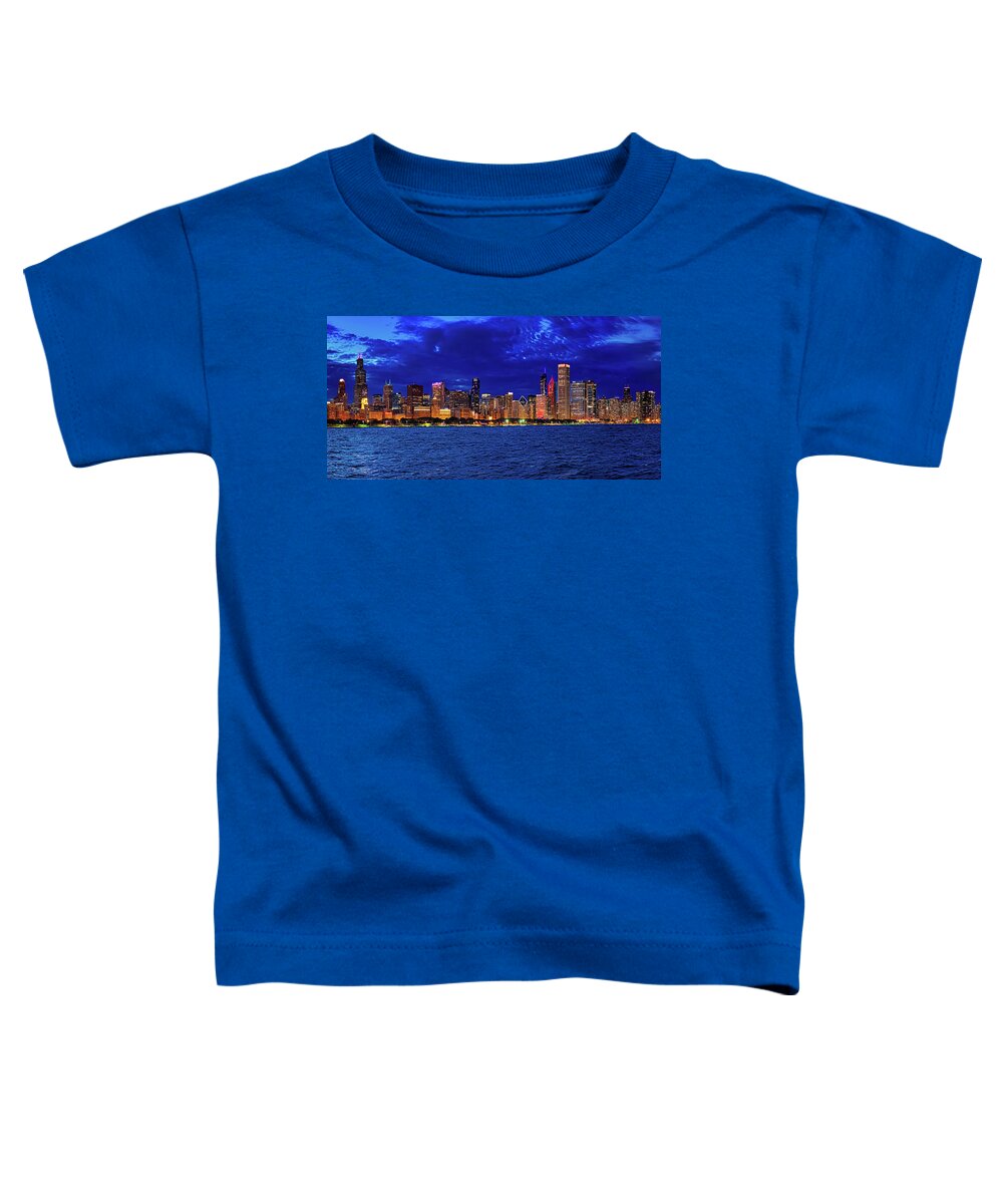 Chicago Toddler T-Shirt featuring the photograph Chicago Skyline at the Blue Hour by Mitchell R Grosky