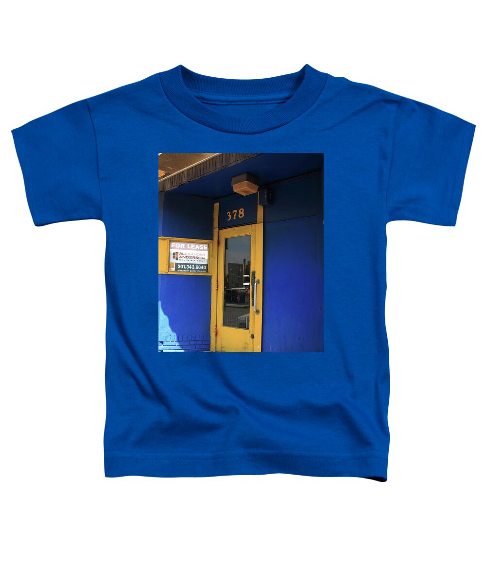 Alley Toddler T-Shirt featuring the photograph Hackensack, NJ - Yellow Door 2018 by Frank Romeo