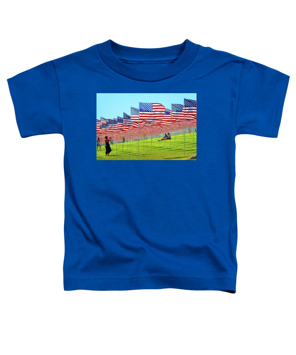 American Flags Toddler T-Shirt featuring the photograph Land of the Free by Lynn Bauer