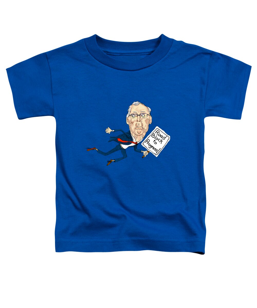 Mitch Mcconnell Toddler T-Shirt featuring the digital art Road Block to Progress by Robert Yaeger