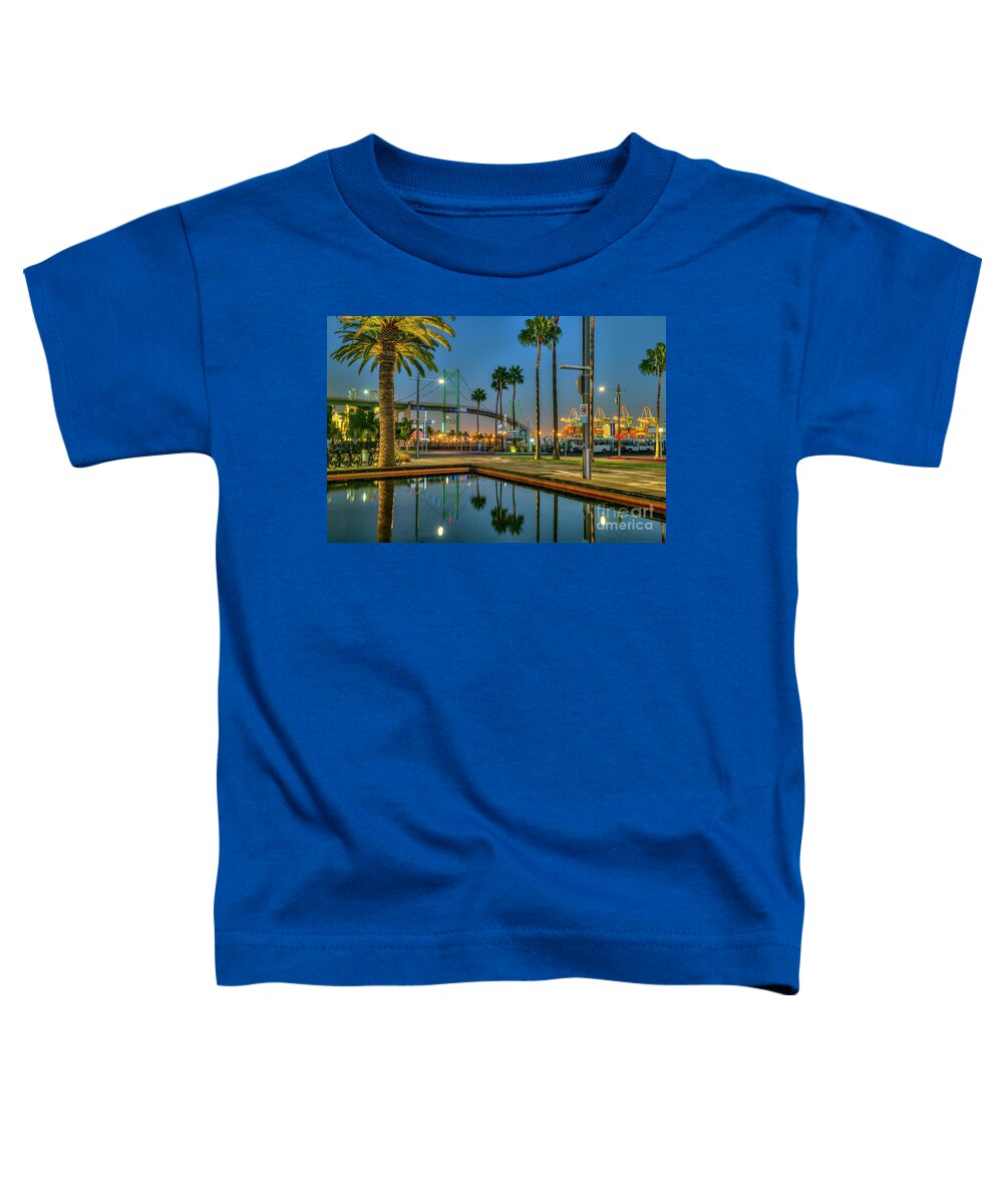 San Pedro Waterfront Vincent Thomas Bridge Toddler T-Shirt featuring the photograph In the Still of Night by David Zanzinger