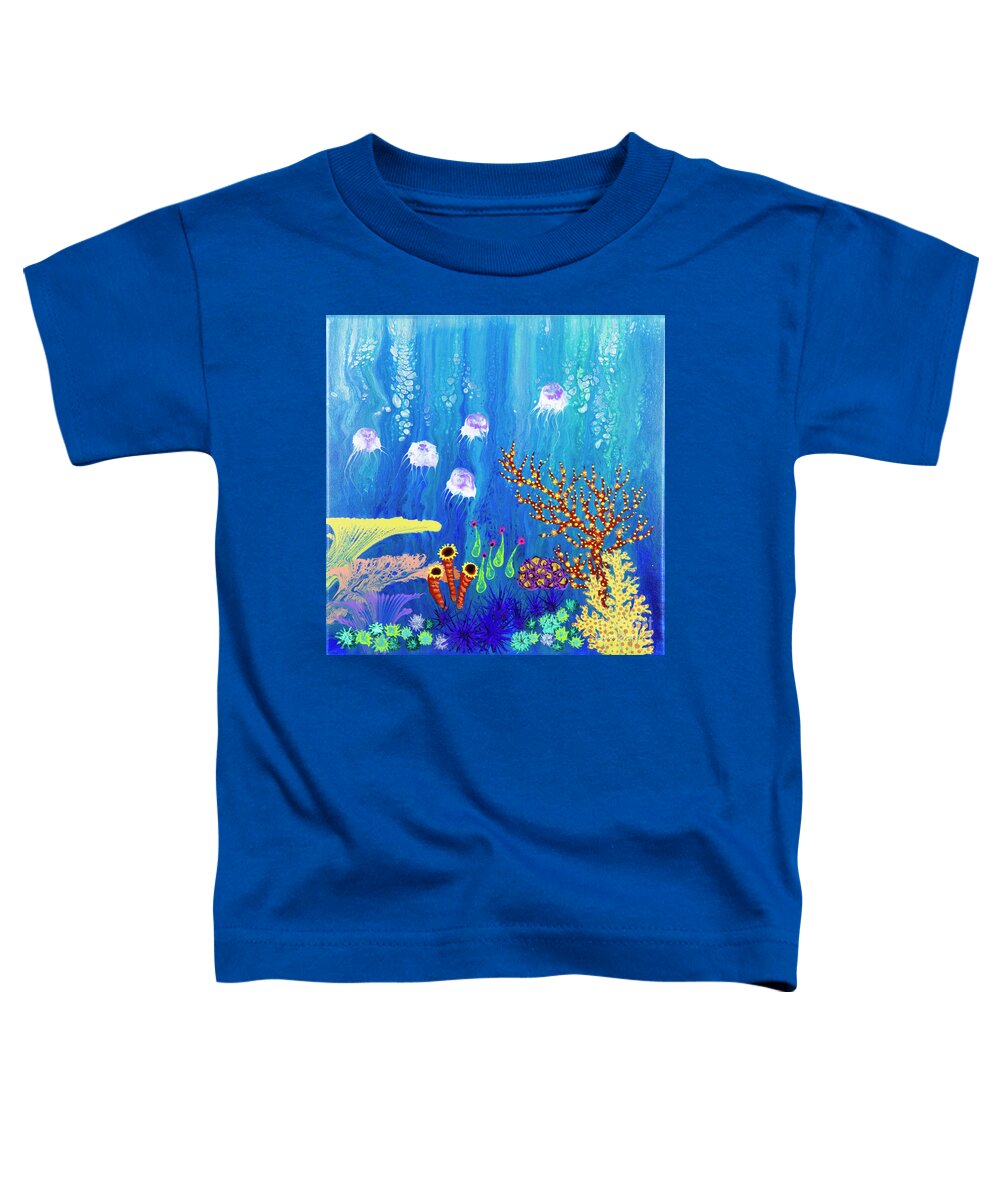 Poured Acrylic Toddler T-Shirt featuring the painting Seascape by Lucy Arnold