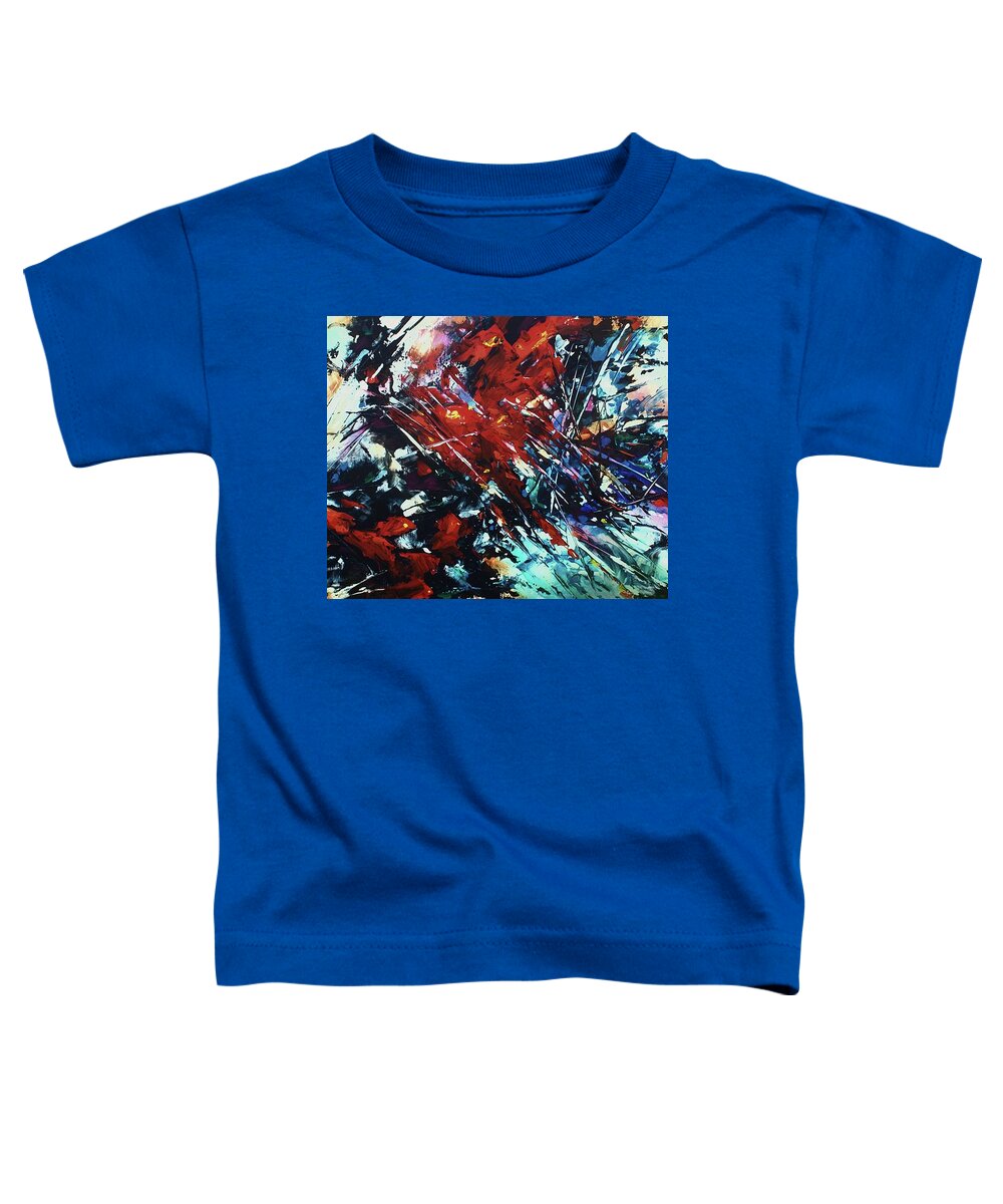 Palette Knife Toddler T-Shirt featuring the painting Shattered Red by Michael Lang