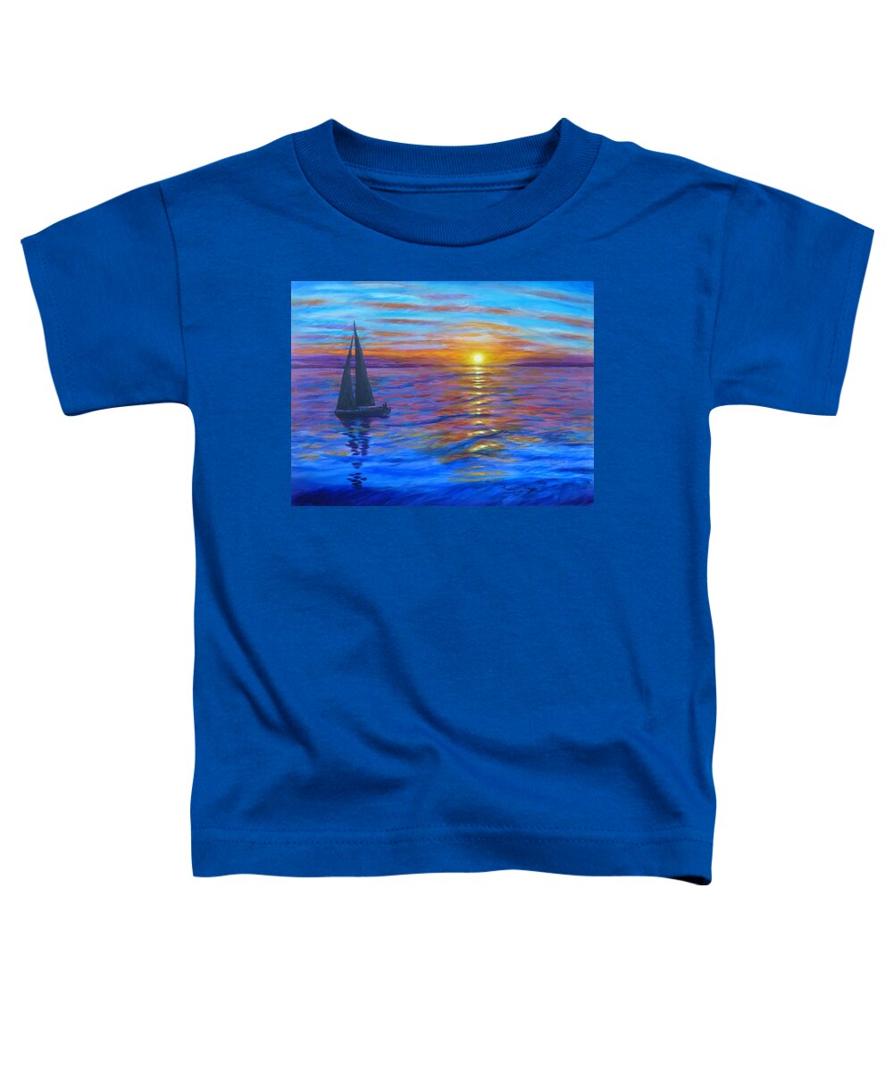 Sunset Sail Toddler T-Shirt featuring the painting Sunset Sail by Amelie Simmons