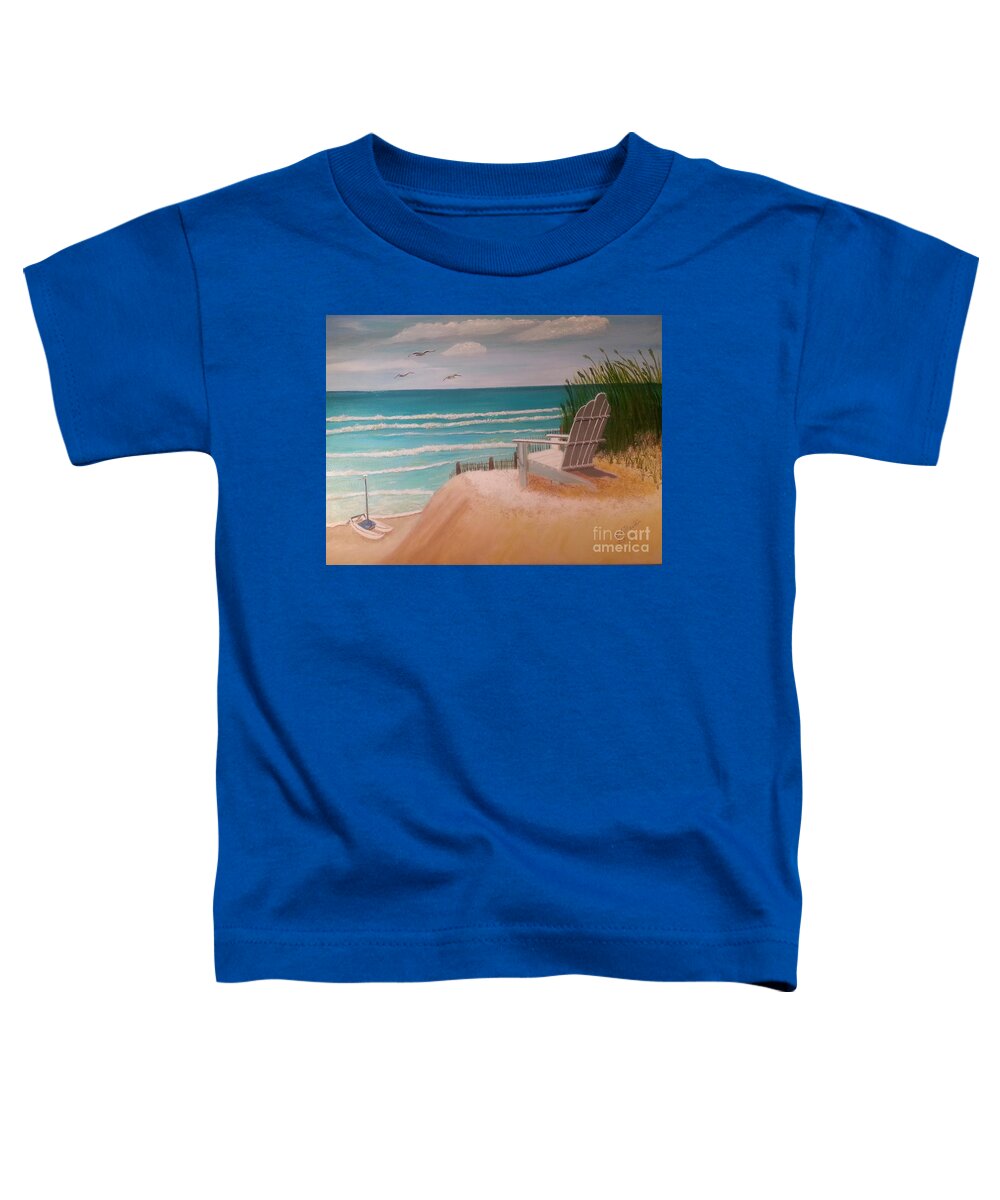 Sand Dune Toddler T-Shirt featuring the painting Watching the Breakers by Elizabeth Mauldin