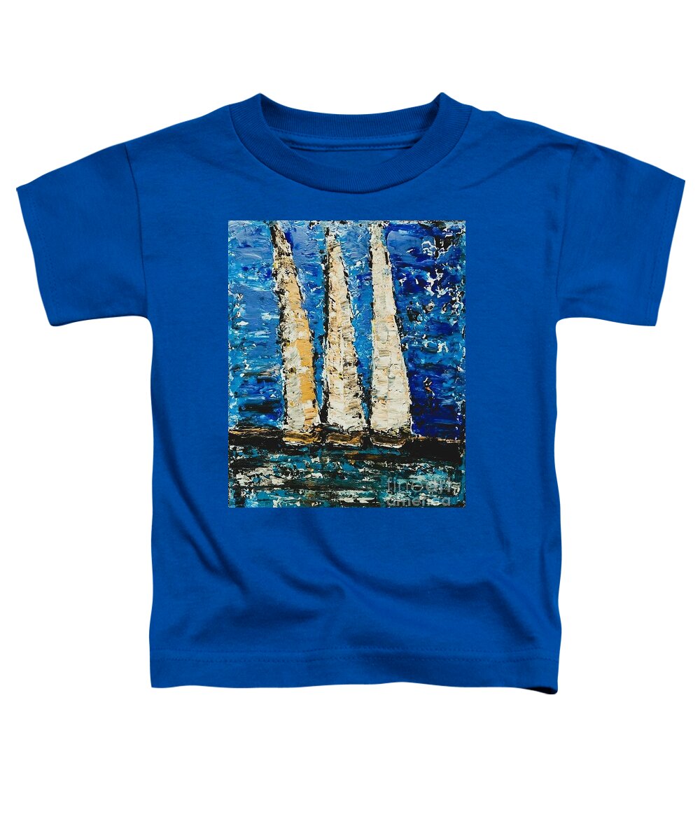  Toddler T-Shirt featuring the painting 3 Sailboats by Mark SanSouci