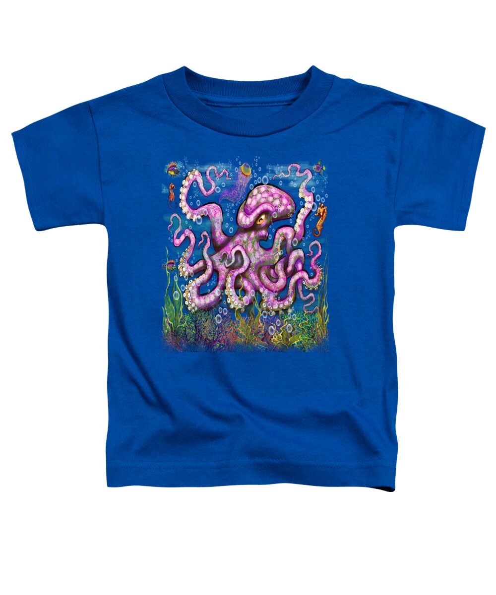 Octopus Toddler T-Shirt featuring the digital art Undersea Garden Party by Kevin Middleton
