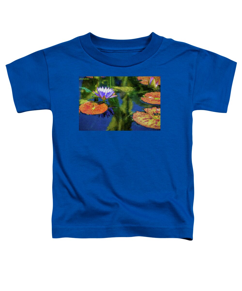Lily Pad Toddler T-Shirt featuring the digital art Autumn Lily Pad Impressions by Georgia Mizuleva