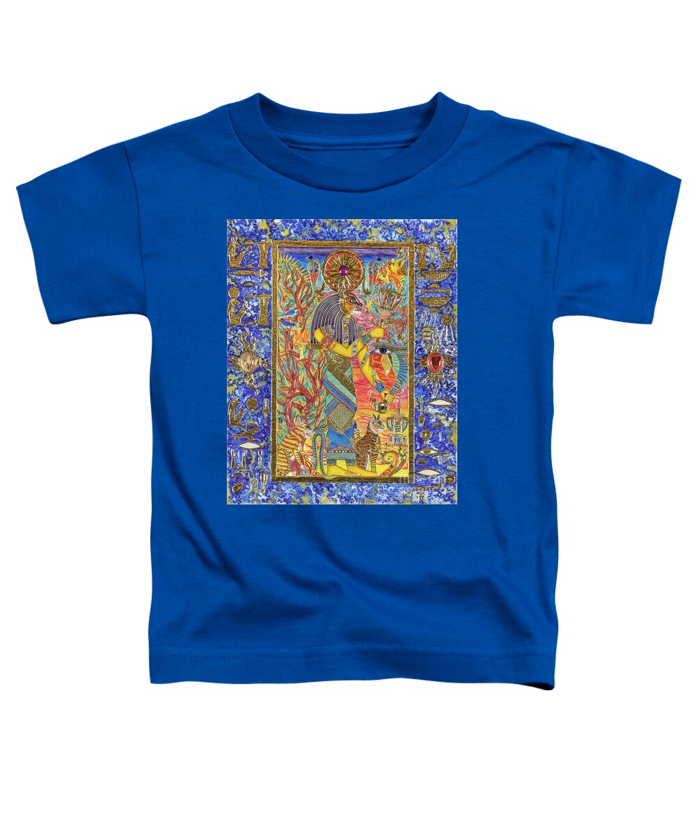 Bast Toddler T-Shirt featuring the mixed media Bast the Light Bringer by Ptahmassu Nofra-Uaa