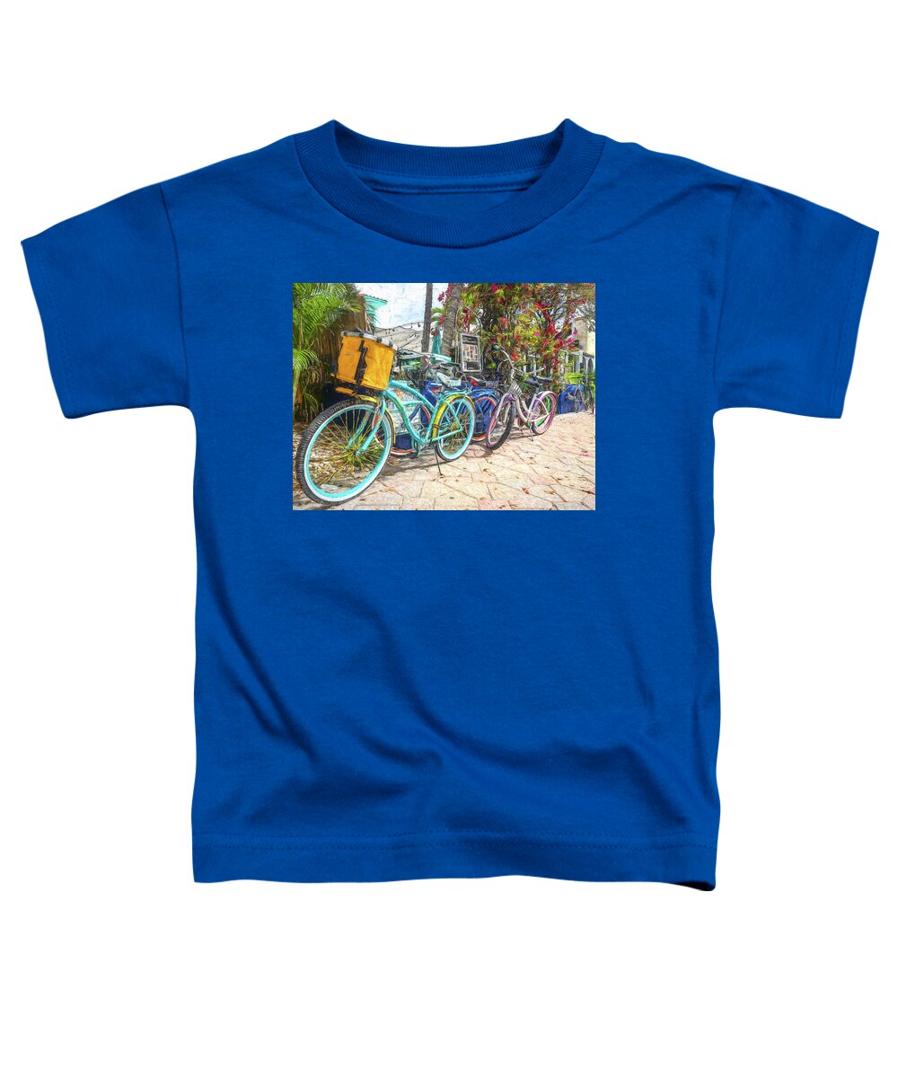 Florida Toddler T-Shirt featuring the photograph Bicycles at the Bakery Painting by Debra and Dave Vanderlaan