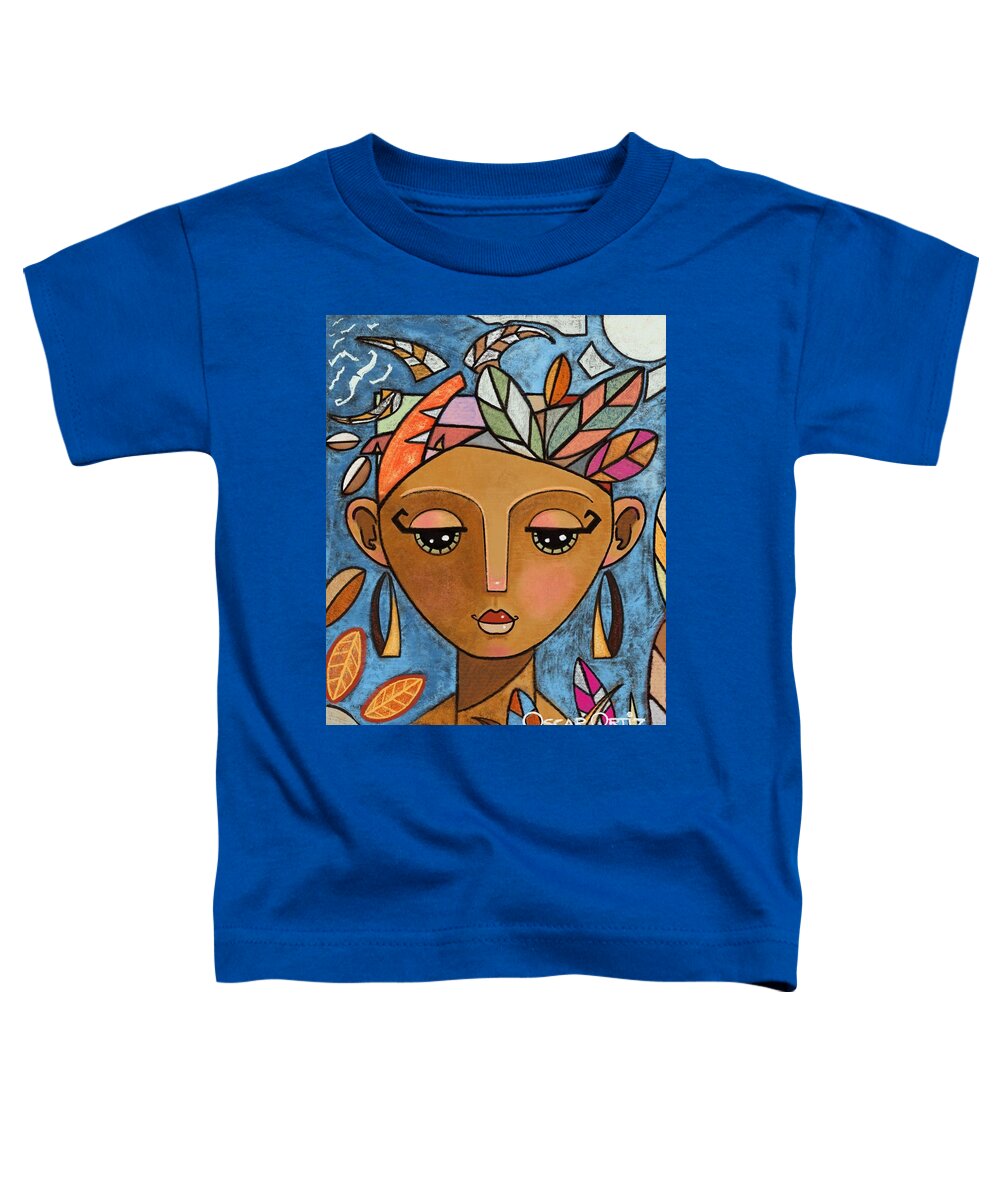 Girl Toddler T-Shirt featuring the mixed media Binnaz by Oscar Ortiz
