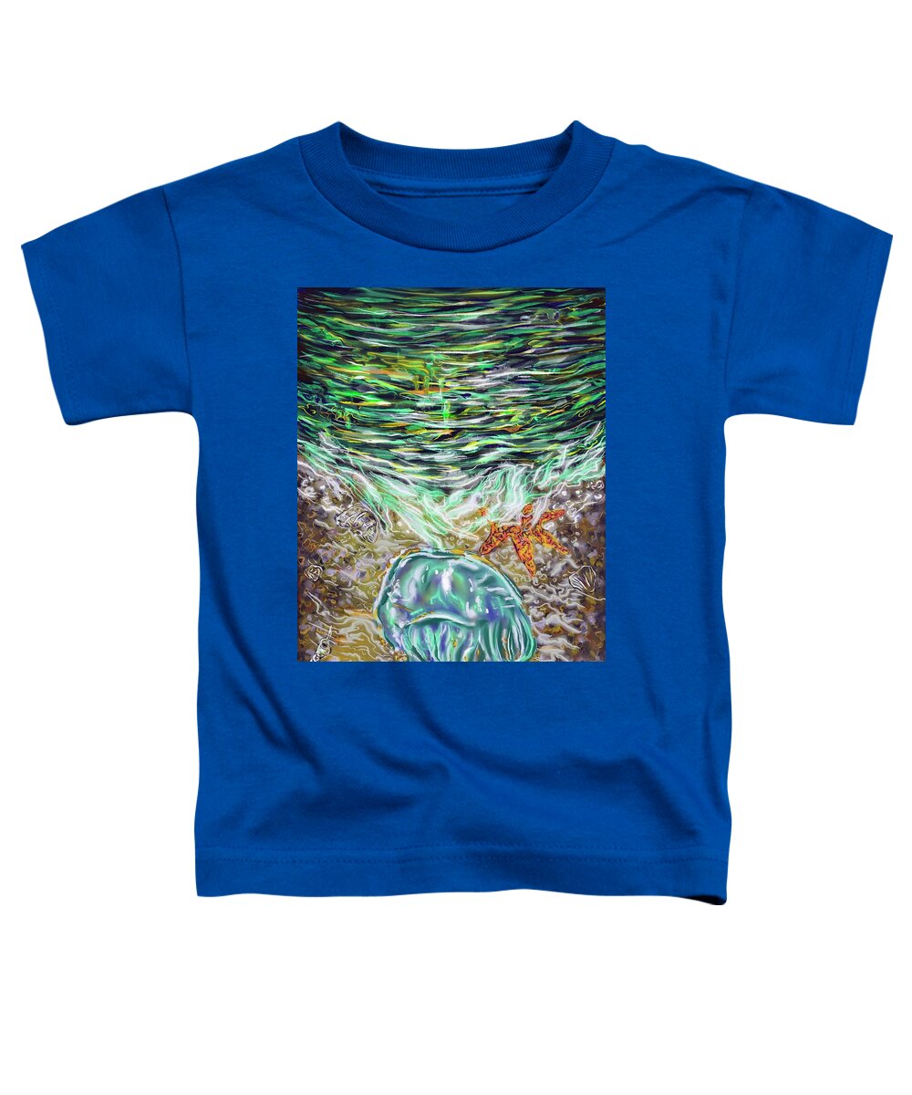  Seascape Toddler T-Shirt featuring the digital art Bioluminescence by Angela Weddle