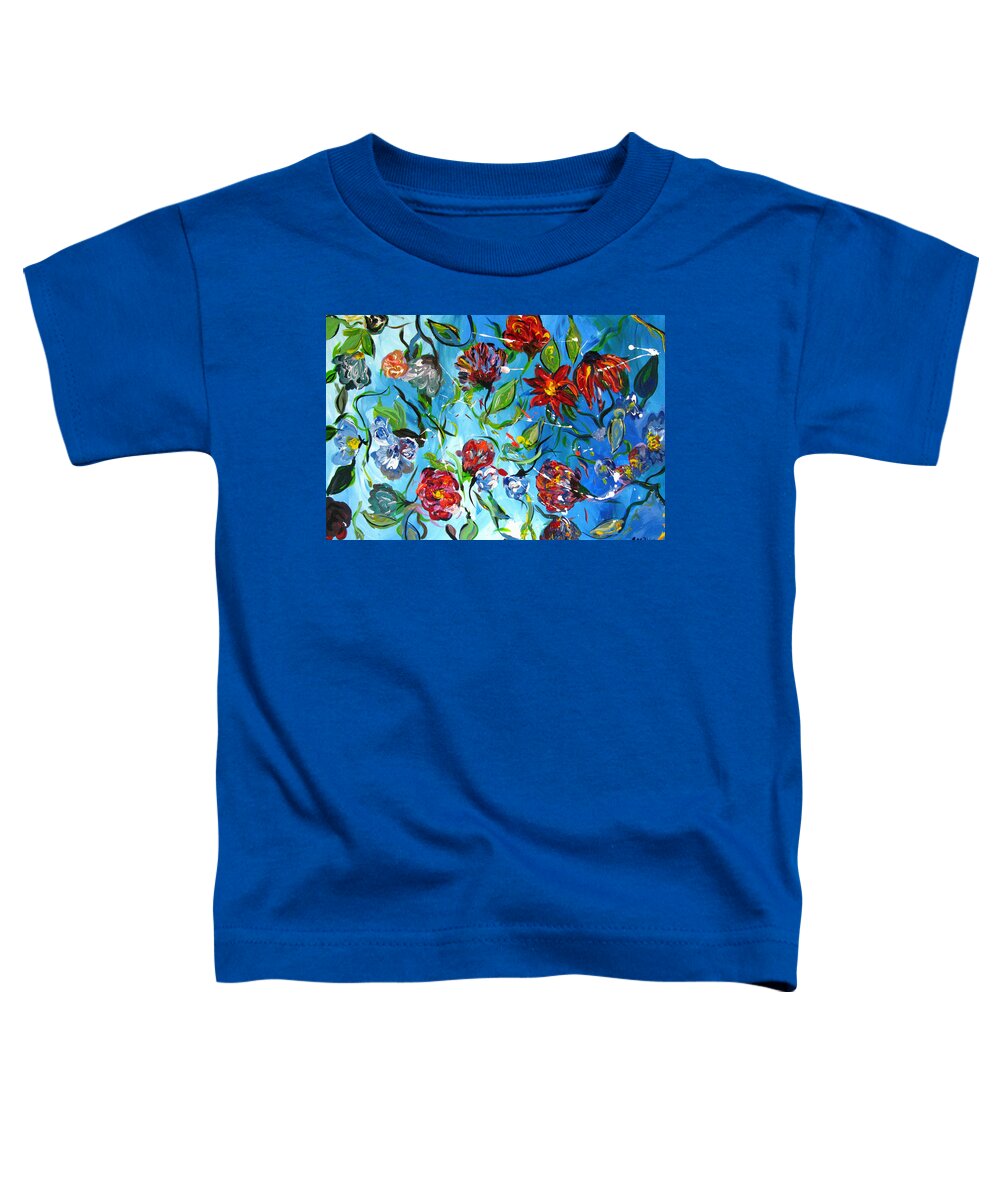 Flowers Toddler T-Shirt featuring the painting Blue Flowers by Britt Miller